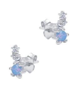 ฺBeautiful Opal with CZ Silver Stud Earring STS-6242